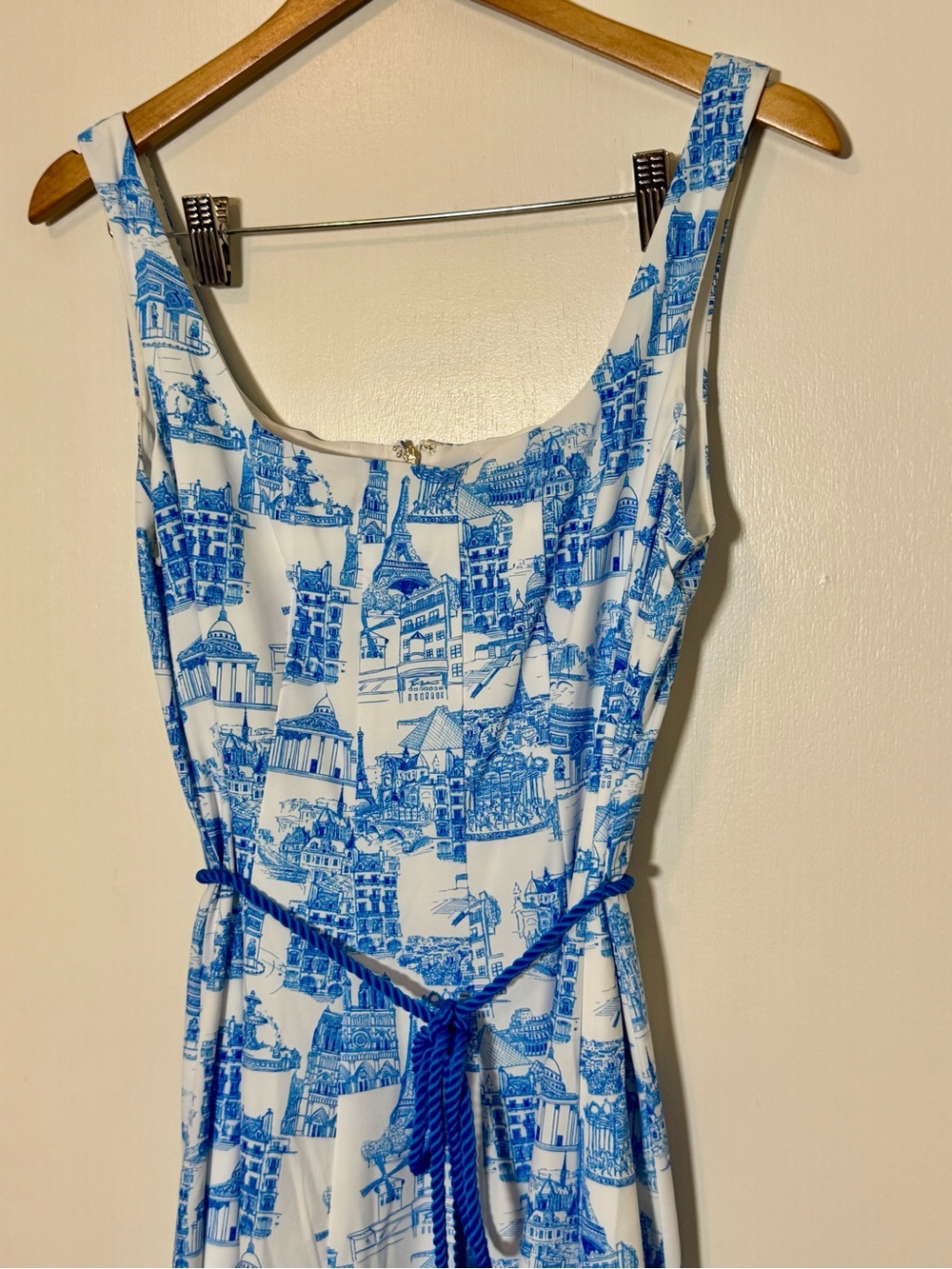 Karl Lagerfeld White and Blue Printed Sleeveless Maxi Dress Size 10 - Picture 2 of 4
